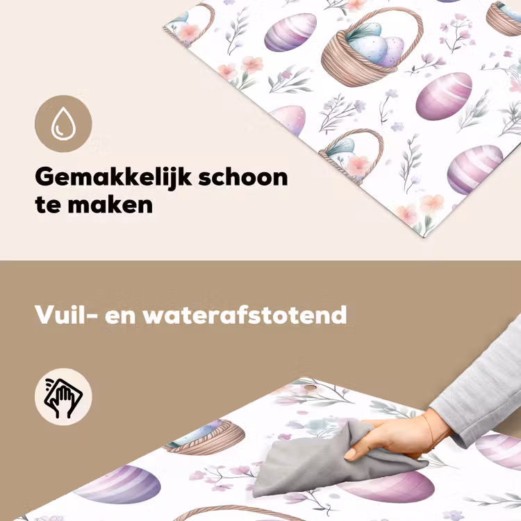 Bloemen - Paaseieren - Patroon Inductie beschemer met haakjes klein -ky-schoon-nl