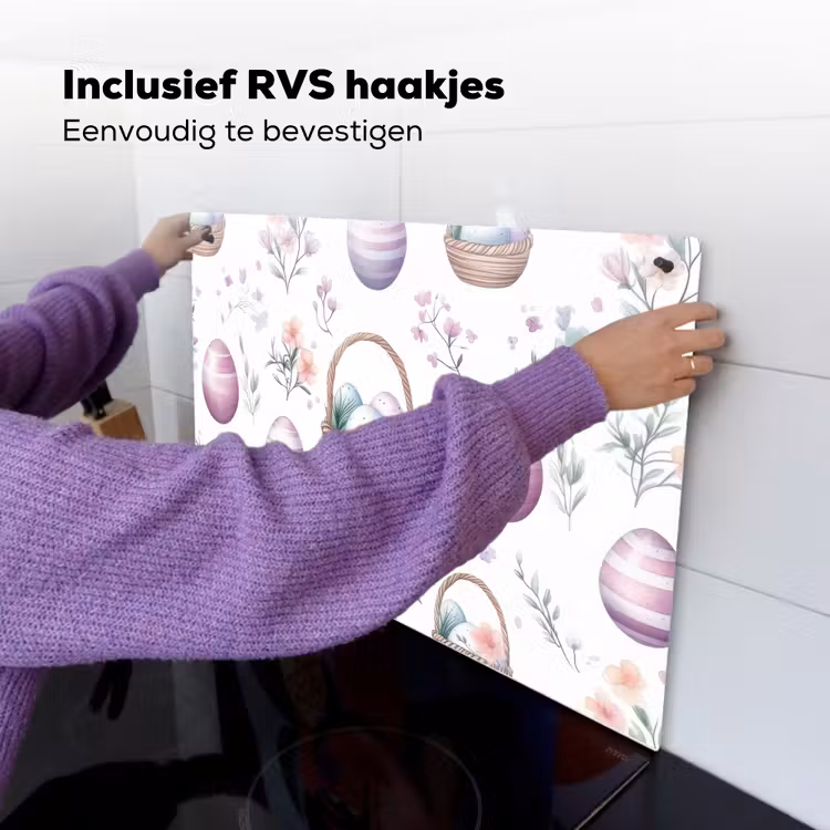 Bloemen - Paaseieren - Patroon Inductie beschemer met haakjes klein -ky-ophangen-nl