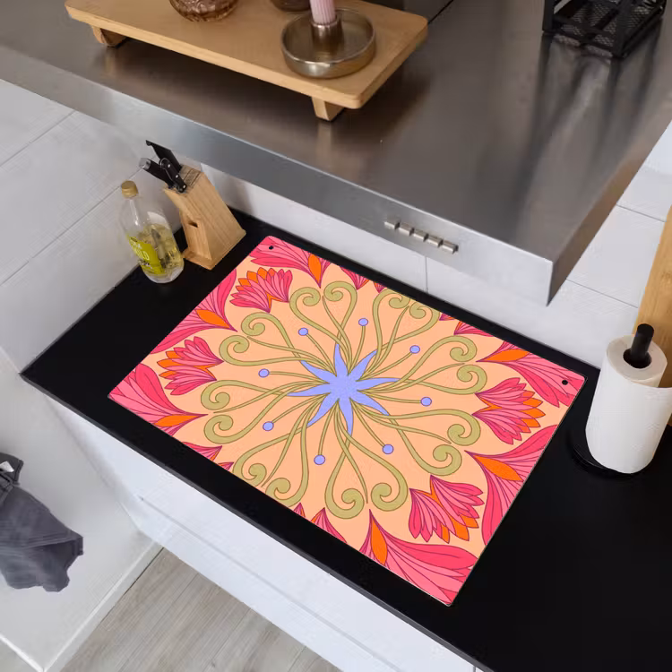 Bloemen - Patroon - Abstract - Roze - Decoratief Inductie beschemer met haakjes klein -sfeer1