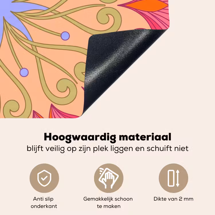 Bloemen - Patroon - Abstract - Roze - Decoratief Inductie beschemer met haakjes klein -ky-onderkant-nl