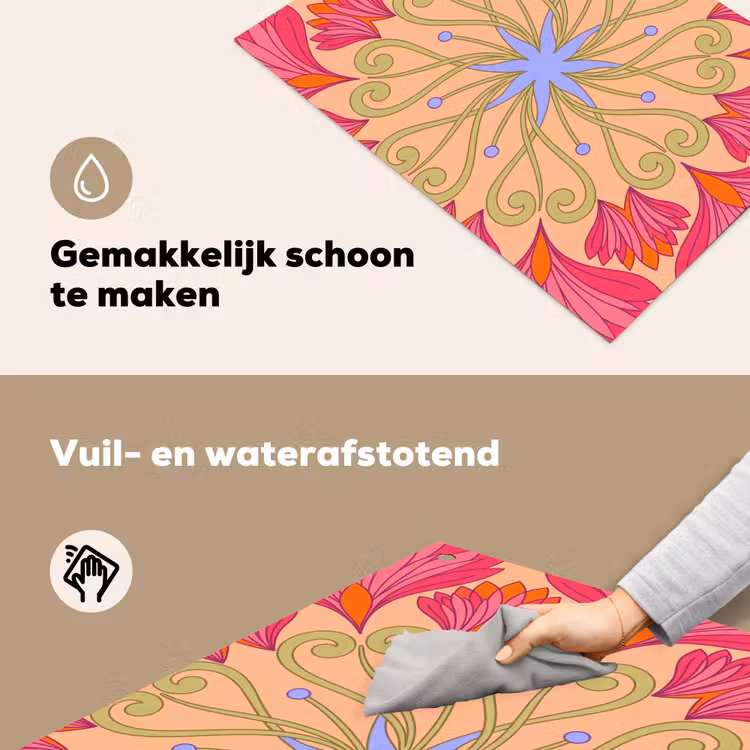 Bloemen - Patroon - Abstract - Roze - Decoratief Inductie beschemer met haakjes klein -ky-schoon-nl