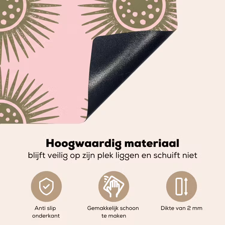 Bloemen - Patroon - Abstract - Roze - Groen Inductie beschemer met haakjes klein -ky-onderkant-nl