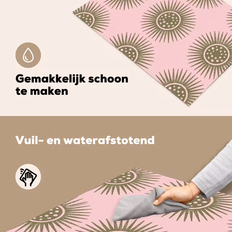 Bloemen - Patroon - Abstract - Roze - Groen Inductie beschemer met haakjes klein -ky-schoon-nl