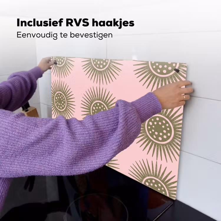 Bloemen - Patroon - Abstract - Roze - Groen Inductie beschemer met haakjes klein -ky-ophangen-nl