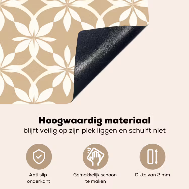 Bloemen - Patroon - Beige Inductie beschemer met haakjes klein 777 -ky-onderkant-nl