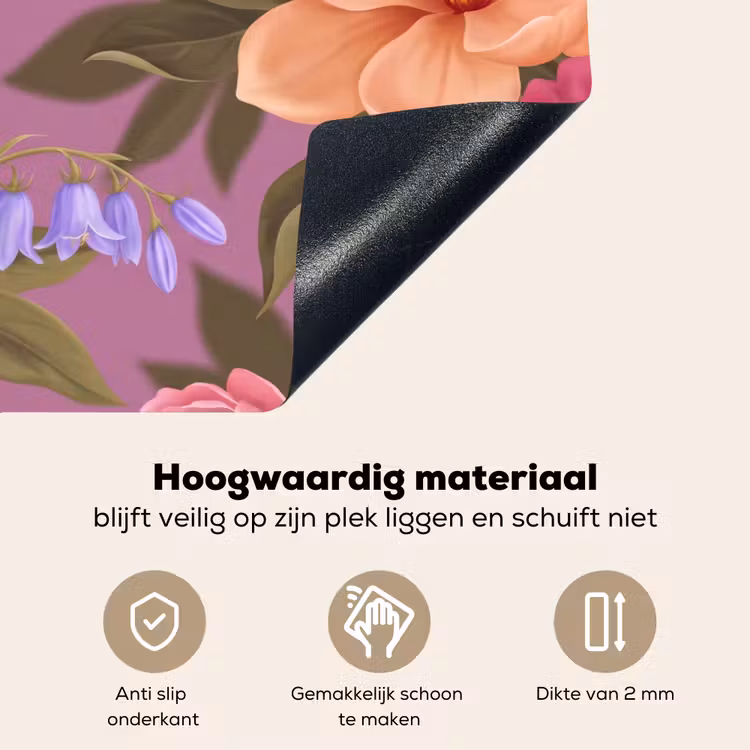 Bloemen - Patroon - Illustratie - Roze Inductie beschemer met haakjes klein -ky-onderkant-nl