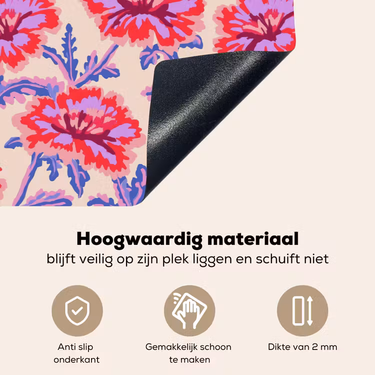 Bloemen - Patroon - Meerkleurig Inductie beschemer met haakjes klein 777 -ky-onderkant-nl
