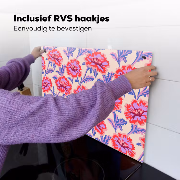 Bloemen - Patroon - Meerkleurig Inductie beschemer met haakjes klein 777 -ky-ophangen-nl
