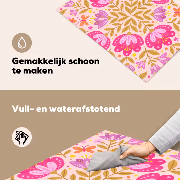 Bloemen - Patroon - Natuur - Abstract - Roze Inductie beschemer met haakjes klein -ky-schoon-nl