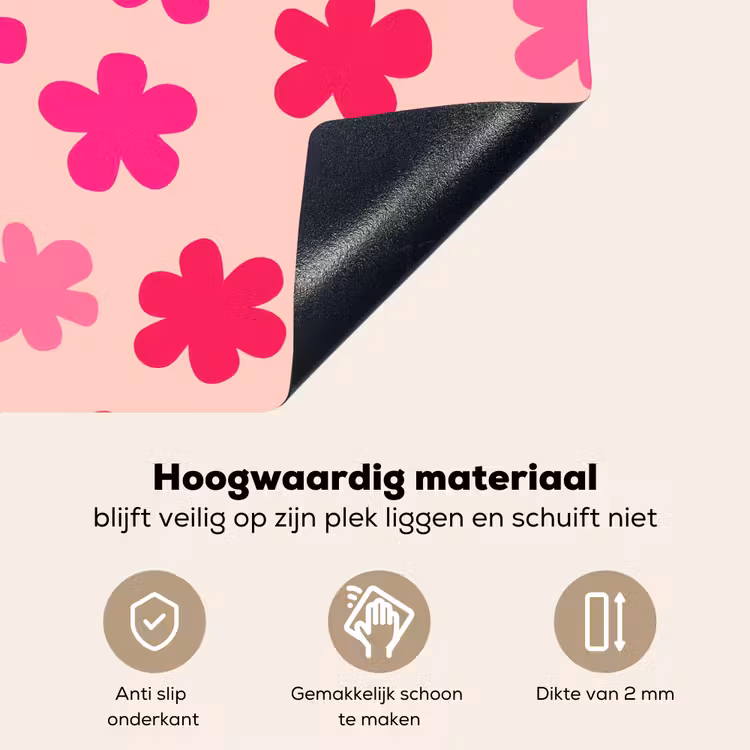 Bloemen - Patroon - Roze Inductie beschemer met haakjes middel -ky-onderkant-nl