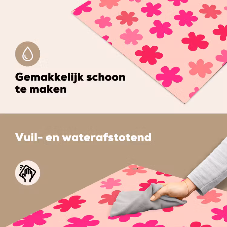 Bloemen - Patroon - Roze Inductie beschemer met haakjes middel -ky-schoon-nl
