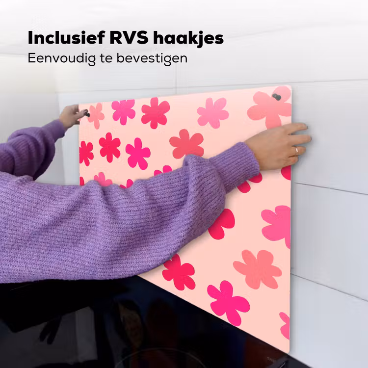 Bloemen - Patroon - Roze Inductie beschemer met haakjes middel -ky-ophangen-nl