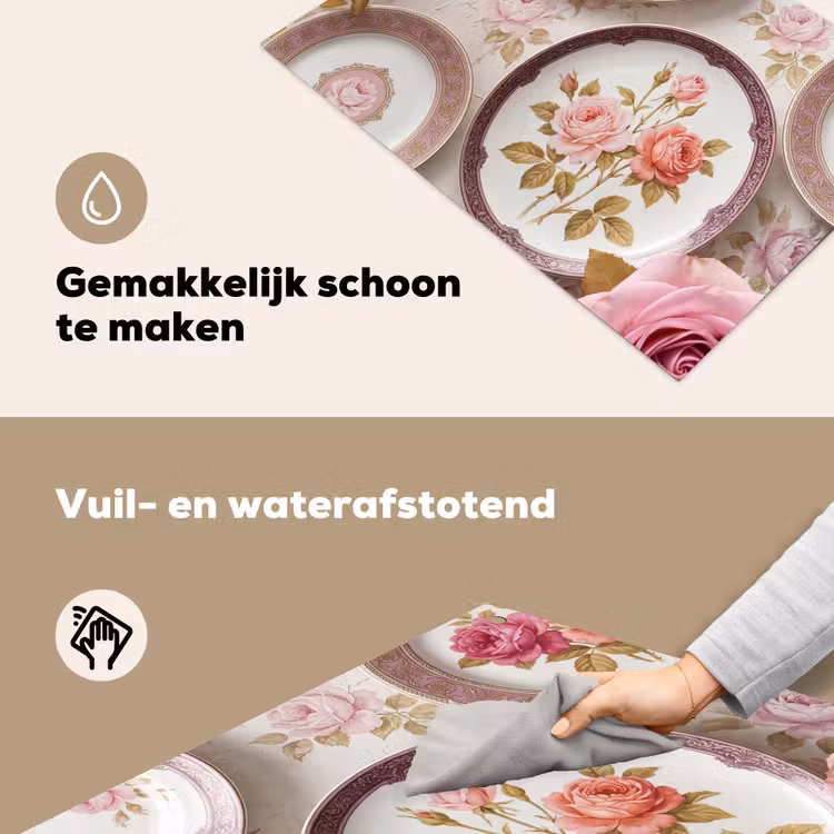 Bloemen - Patroon - Vintage - Roze - Decoratie Inductie beschemer met haakjes klein -ky-schoon-nl