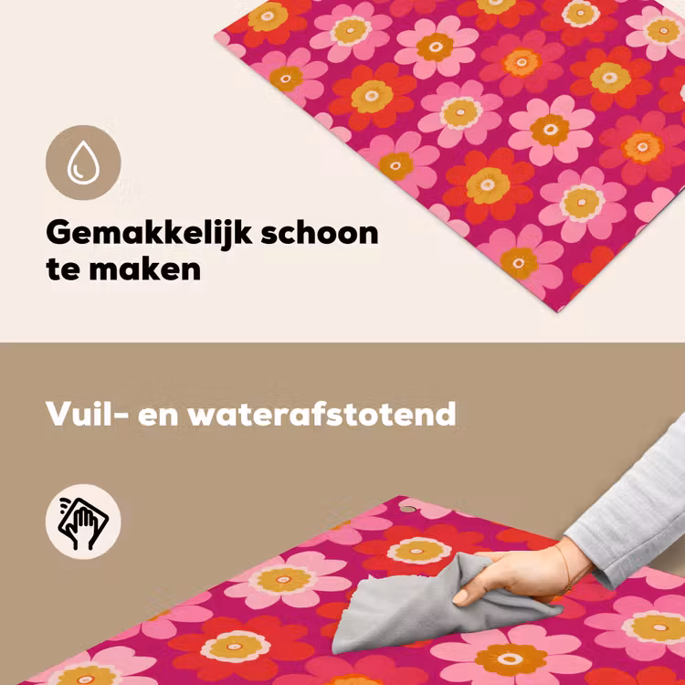 Bloemen - Retro - Kleurrijk Inductie beschemer met haakjes klein 777 -ky-schoon-nl