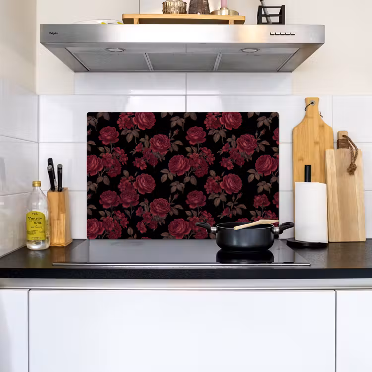 Bloemen - Roos - Patroon - Klassiek - Rood Inductie beschemer met haakjes klein -sfeer2
