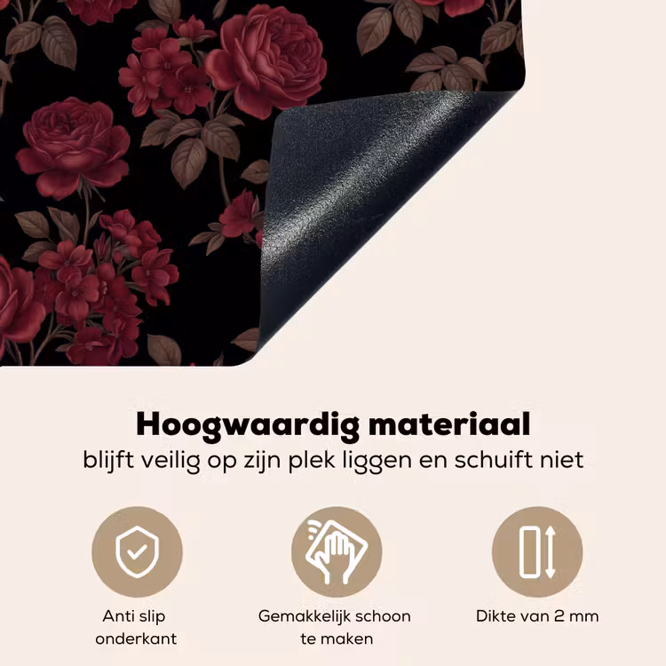 Bloemen - Roos - Patroon - Klassiek - Rood Inductie beschemer met haakjes klein -ky-onderkant-nl