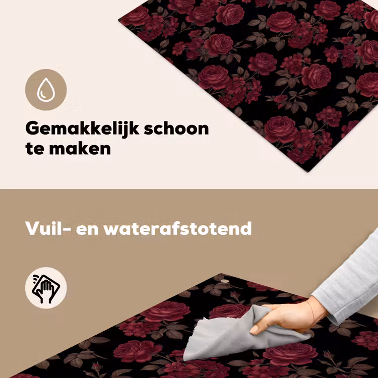 Bloemen - Roos - Patroon - Klassiek - Rood Inductie beschemer met haakjes klein -ky-schoon-nl