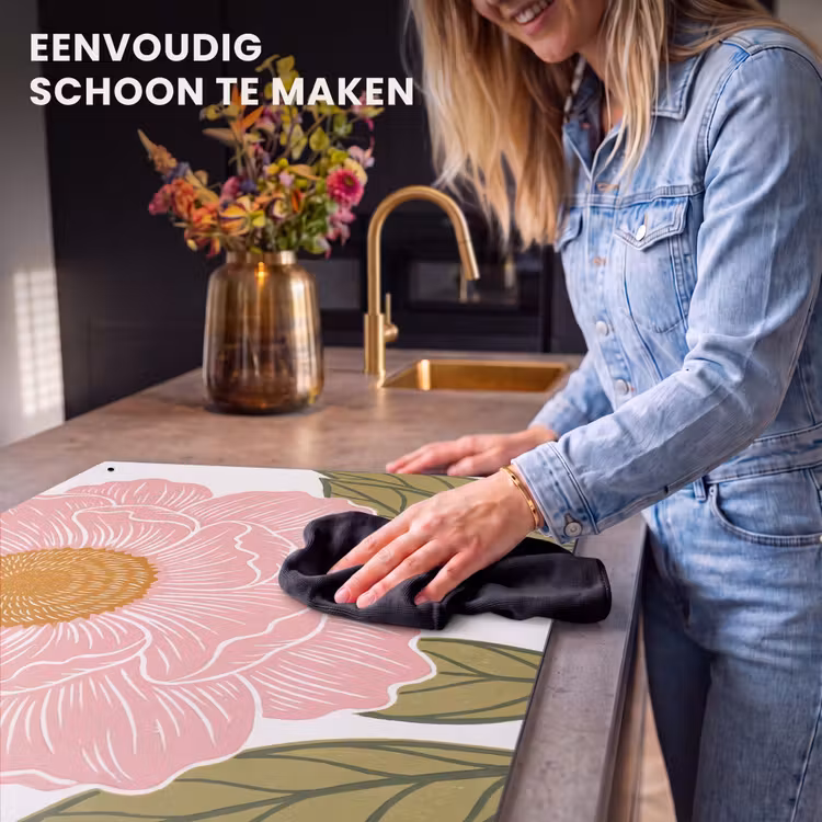 Inductiebeschermer & spatscherm (2in1) - Bloemen - Roze - Illustratie - Bloemen - Roze - Illustratie Inductie beschemer met haakjes klein