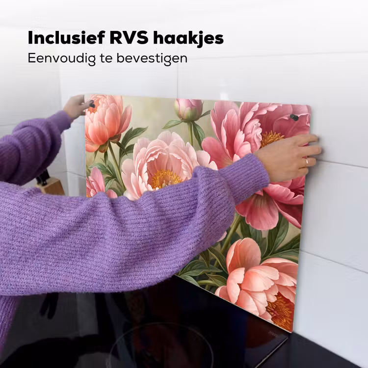 Bloemen - Roze - Klassiek - Gedetailleerd - Natuur Inductie beschemer met haakjes klein -ky-ophangen-nl