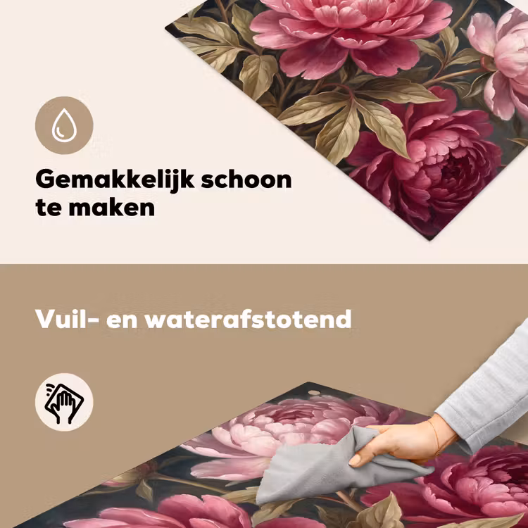 Bloemen - Roze - Klassiek - Natuur Inductie beschemer met haakjes klein -ky-schoon-nl
