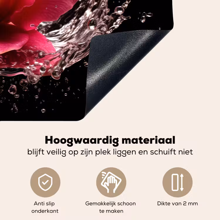 Bloemen - Roze - Water - Zwart - Botanisch - Natuur Inductie beschemer met haakjes klein -ky-onderkant-nl
