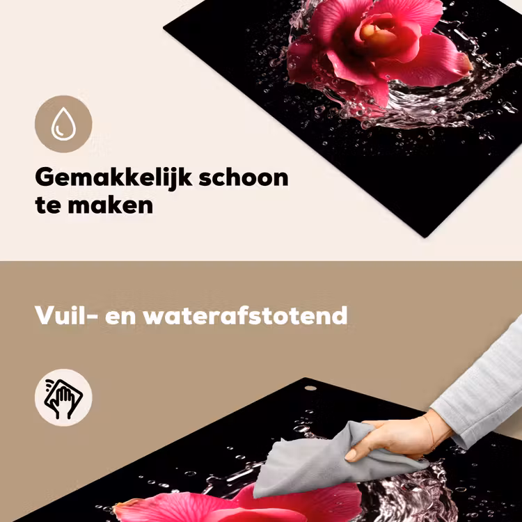 Bloemen - Roze - Water - Zwart - Botanisch - Natuur Inductie beschemer met haakjes klein -ky-schoon-nl