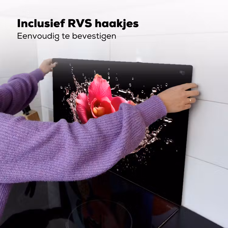 Bloemen - Roze - Water - Zwart - Botanisch - Natuur Inductie beschemer met haakjes klein -ky-ophangen-nl