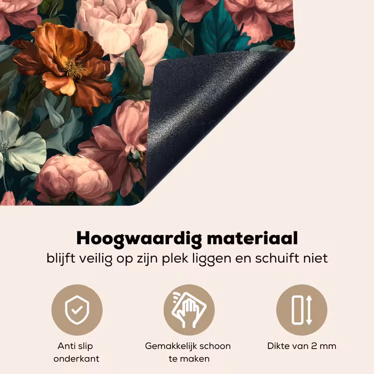 Bloemen - Schilderachtig - Patroon - Roze Inductie beschemer met haakjes klein 777 -ky-onderkant-nl