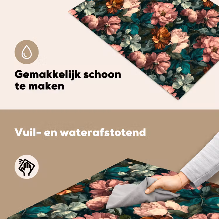 Bloemen - Schilderachtig - Patroon - Roze Inductie beschemer met haakjes klein 777 -ky-schoon-nl