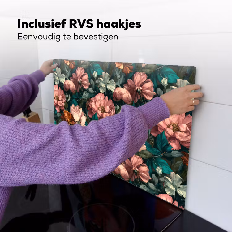 Bloemen - Schilderachtig - Patroon - Roze Inductie beschemer met haakjes klein 777 -ky-ophangen-nl