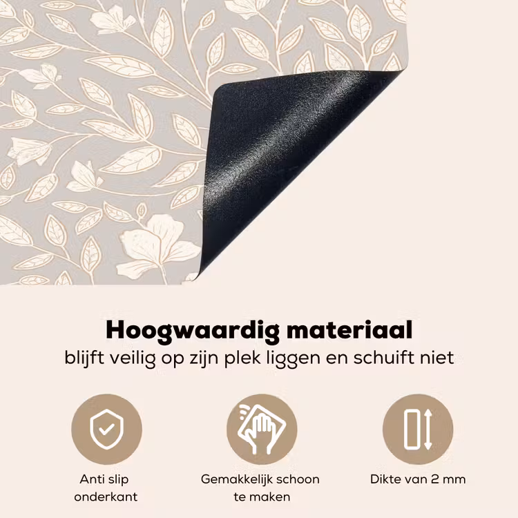 Bloemen - Steel - Blaadjes Inductie beschemer met haakjes klein 777 -ky-onderkant-nl