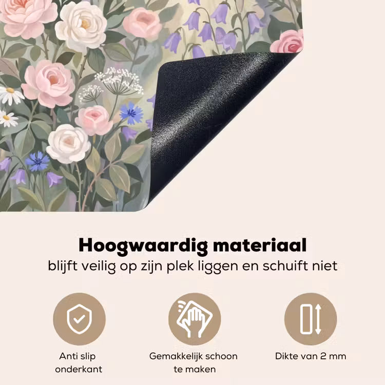 Bloemen - Tuin - Natuur - Kleurrijk Inductie beschemer met haakjes klein -ky-onderkant-nl