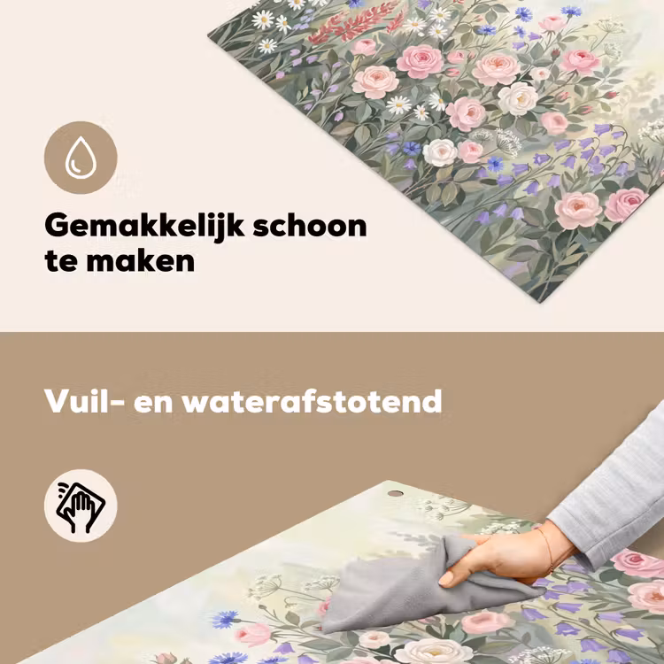 Bloemen - Tuin - Natuur - Kleurrijk Inductie beschemer met haakjes klein -ky-schoon-nl