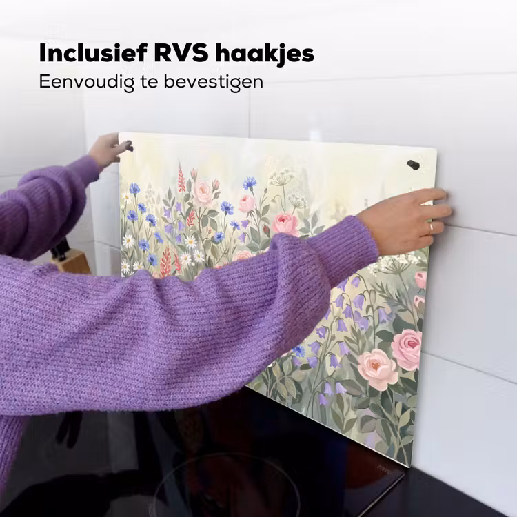 Bloemen - Tuin - Natuur - Kleurrijk Inductie beschemer met haakjes klein -ky-ophangen-nl