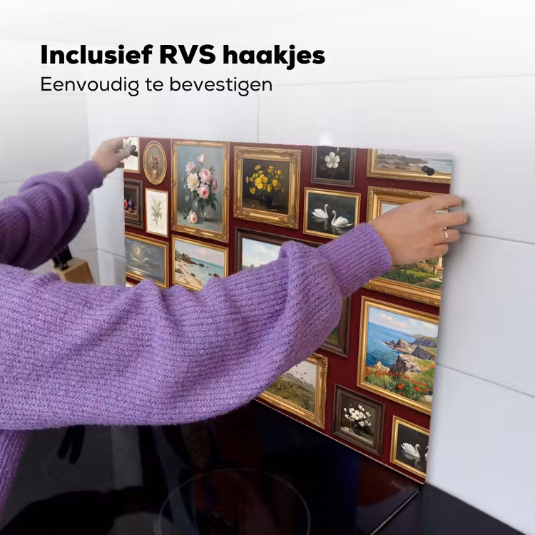Bloemen - Vaas - Klassiek - Kunst - Rood Inductie beschemer met haakjes klein -ky-ophangen-nl