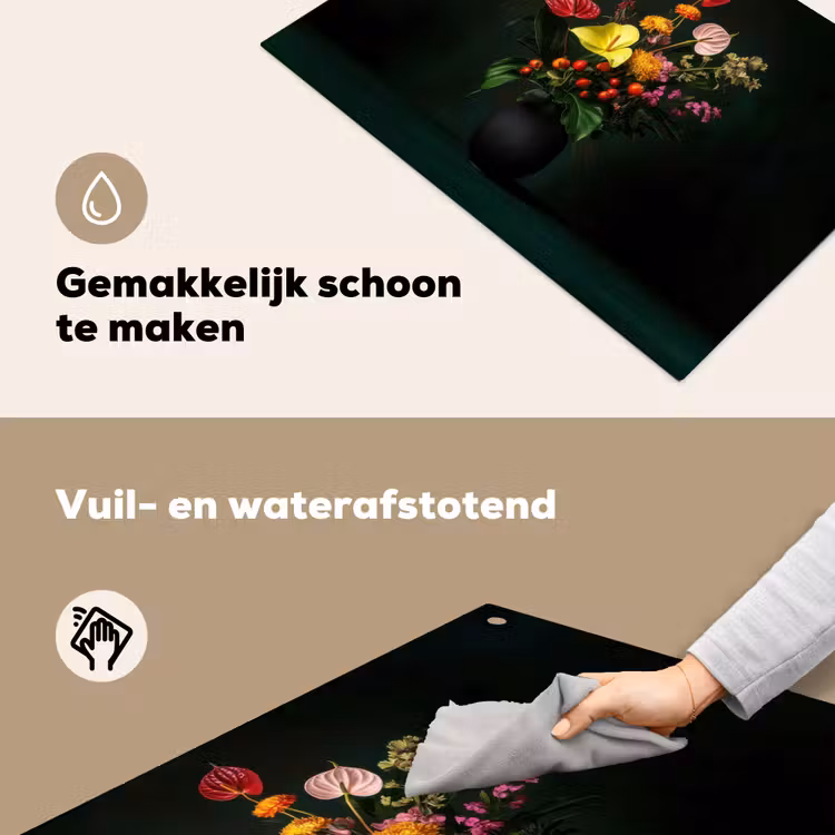 Bloemen - Vaas - Zwart Inductie beschemer met haakjes klein -ky-schoon-nl