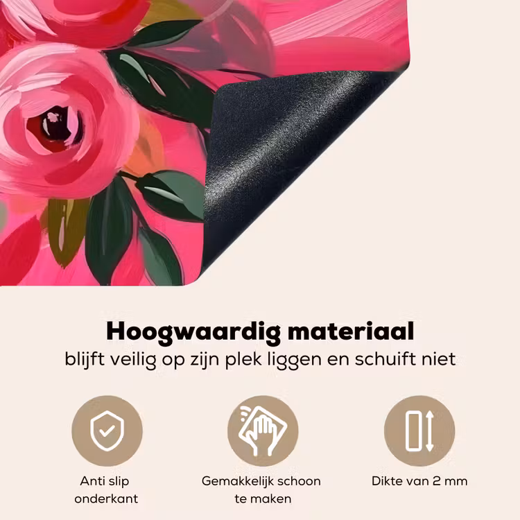Bloemen - Verf - Roze Inductie beschemer met haakjes klein -ky-onderkant-nl