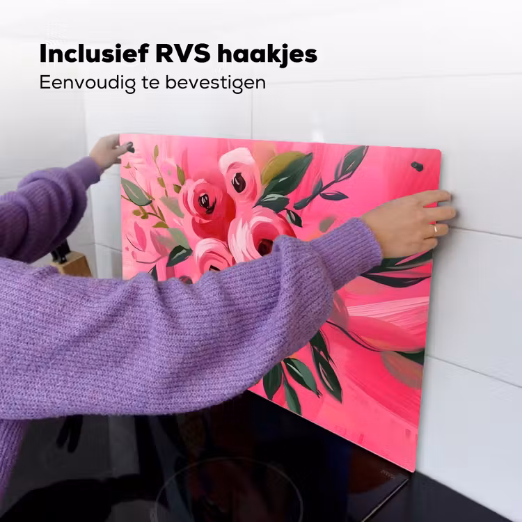Bloemen - Verf - Roze Inductie beschemer met haakjes klein -ky-ophangen-nl