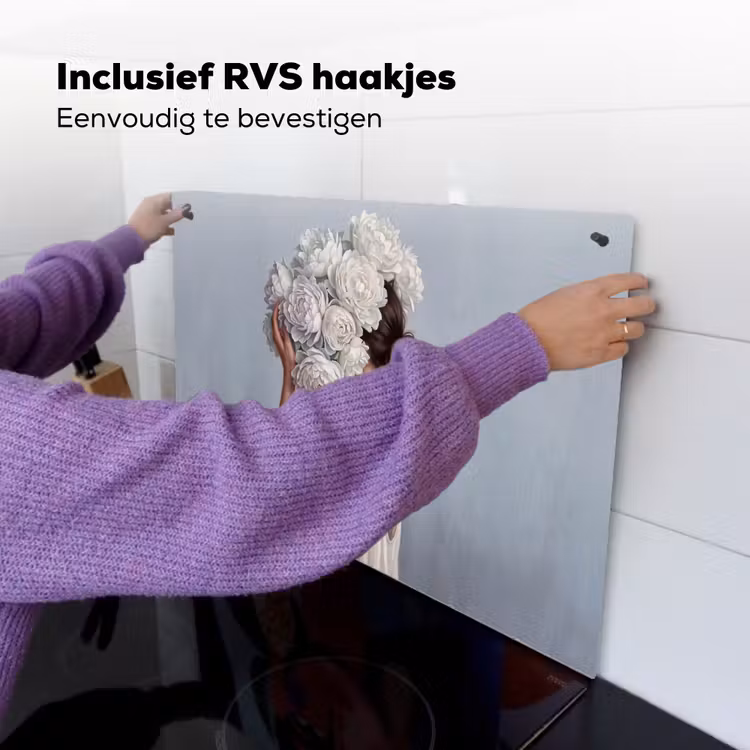 Bloemen - Vrouw - Wit Inductie beschemer met haakjes klein -ky-ophangen-nl