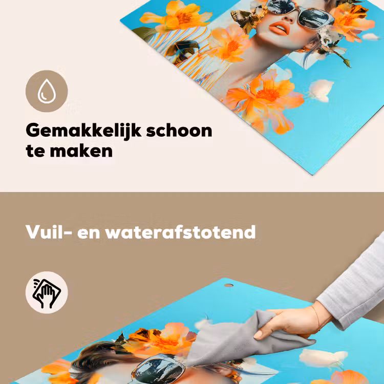 Bloemen - Vrouw - Zonnebril - Blauw Inductie beschemer met haakjes klein -ky-schoon-nl