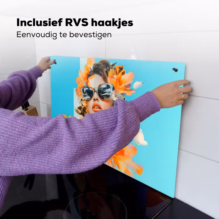 Bloemen - Vrouw - Zonnebril - Blauw Inductie beschemer met haakjes klein -ky-ophangen-nl