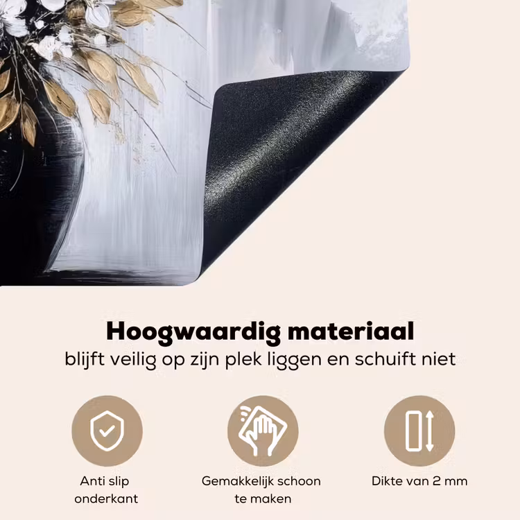 Bloemen - Wit - Vaas - Abstract Inductie beschemer met haakjes klein -ky-onderkant-nl