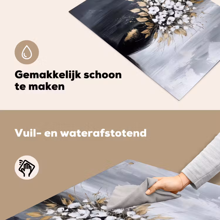Bloemen - Wit - Vaas - Abstract Inductie beschemer met haakjes klein -ky-schoon-nl