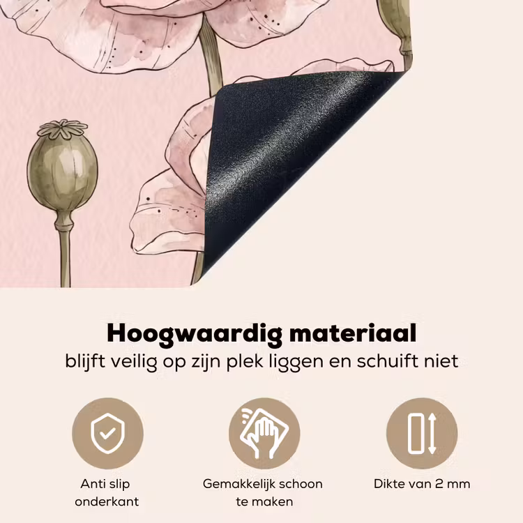 Bloemen - Zomer - Natuur - Aquarel - Roze Inductie beschemer met haakjes klein -ky-onderkant-nl