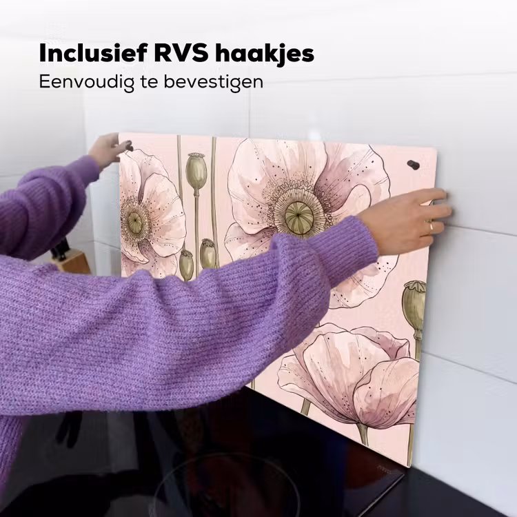 Bloemen - Zomer - Natuur - Aquarel - Roze Inductie beschemer met haakjes klein -ky-ophangen-nl