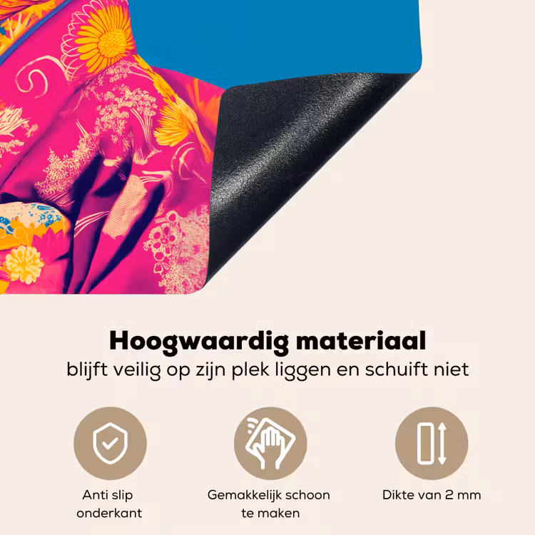 Bloemenkrans - Hagedis - Kimono - Paars Inductie beschemer met haakjes klein -ky-onderkant-nl