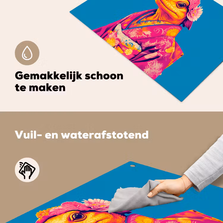 Bloemenkrans - Hagedis - Kimono - Paars Inductie beschemer met haakjes klein -ky-schoon-nl