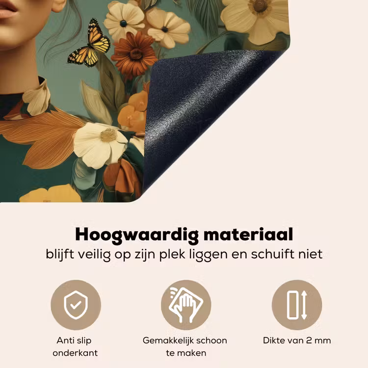 Bloemenkrans - Vrouwengezicht - Zonnebril - Oranje Inductie beschemer met haakjes klein -ky-onderkant-nl