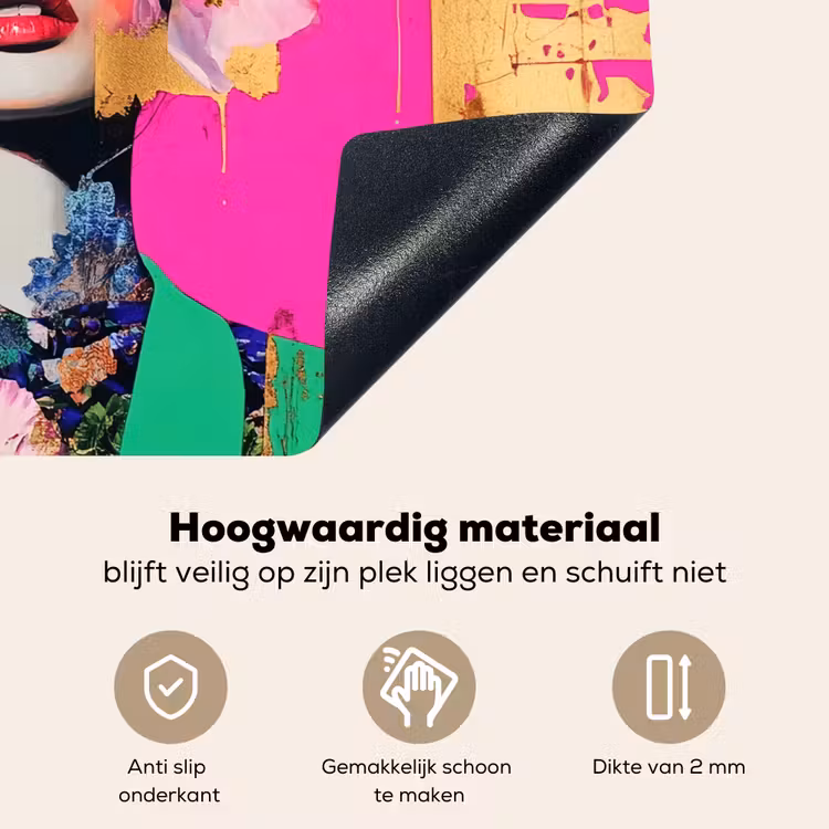 Bloemenkroon - Goud - Vrouw - Portret Inductie beschemer met haakjes klein -ky-onderkant-nl