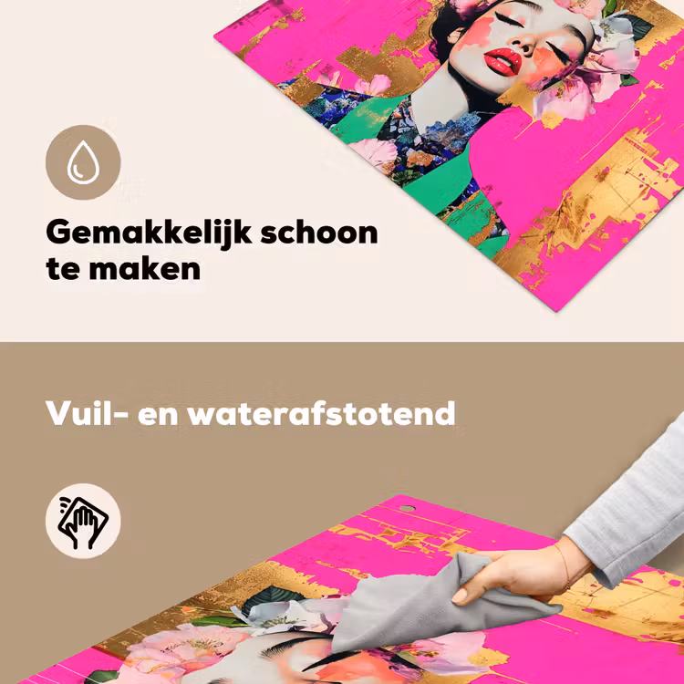 Bloemenkroon - Goud - Vrouw - Portret Inductie beschemer met haakjes klein -ky-schoon-nl
